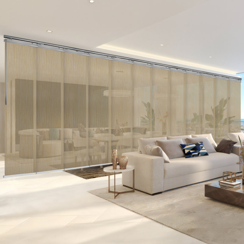 Semi-Sheer Brown Vertical Blind, 116" W x 260" L