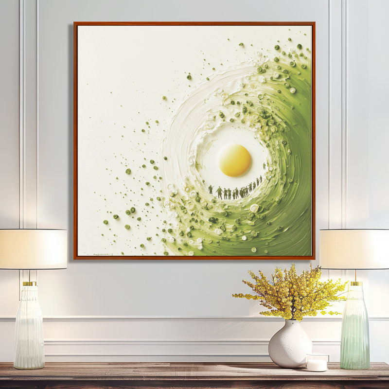 Jaune et vert, golf, réalisation III - réalisation d'art mural de salon, Impression dans un cadre flottant sans passe-parto