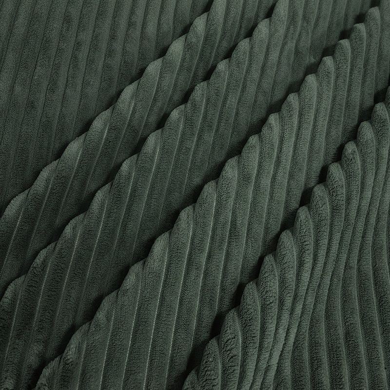 Corduroy Upholstery Full Compressed Ottoman, Dark Green