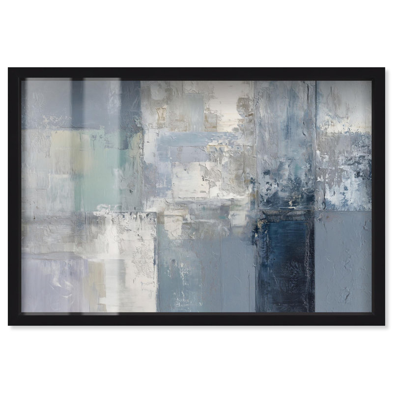 «Misty Morn III Shadowbox Print», art mural abstrait par Art Remedy, cadre noir, 54 x 36, H 37 po x l 55 po, Structure noire