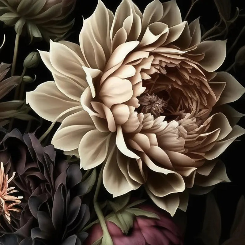 Velours fleurs d'ombre, L 117,96 po x l 197 po