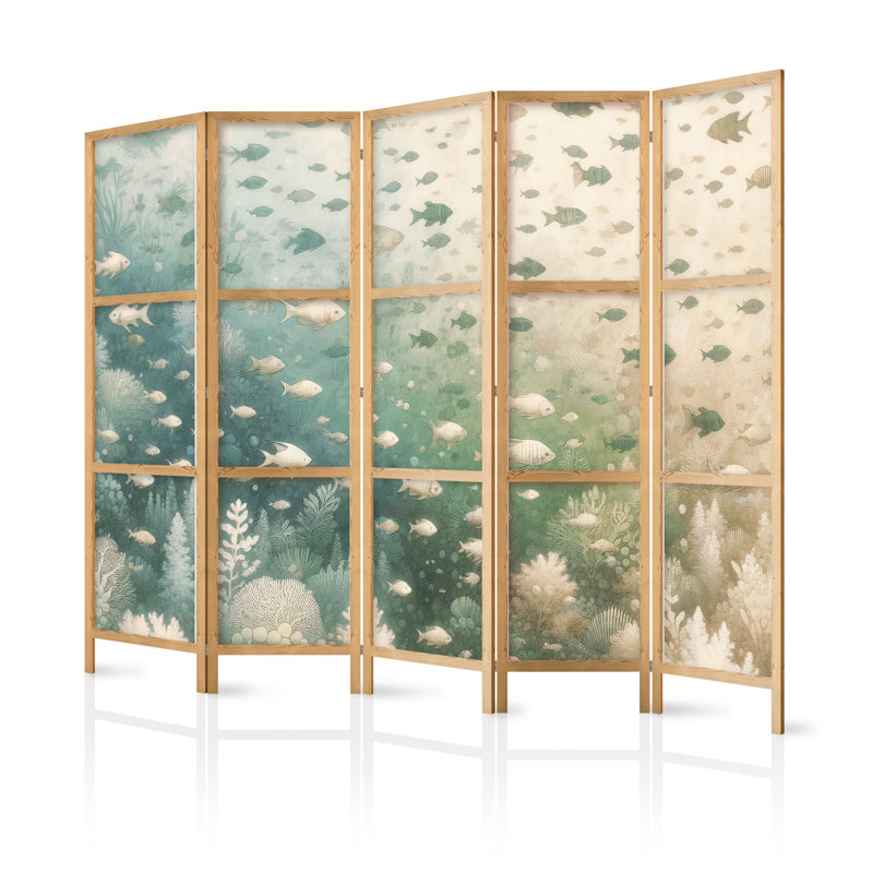 171cm H Solid Wood Folding Room Divider, 171cm H x 225cm W x 1.2cm D