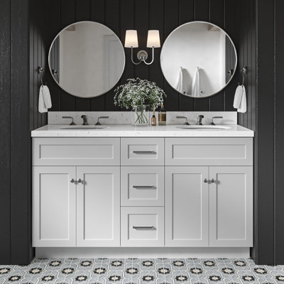 Abell 60.25'' Bathroom Vanity with Carrara Quartz Top
