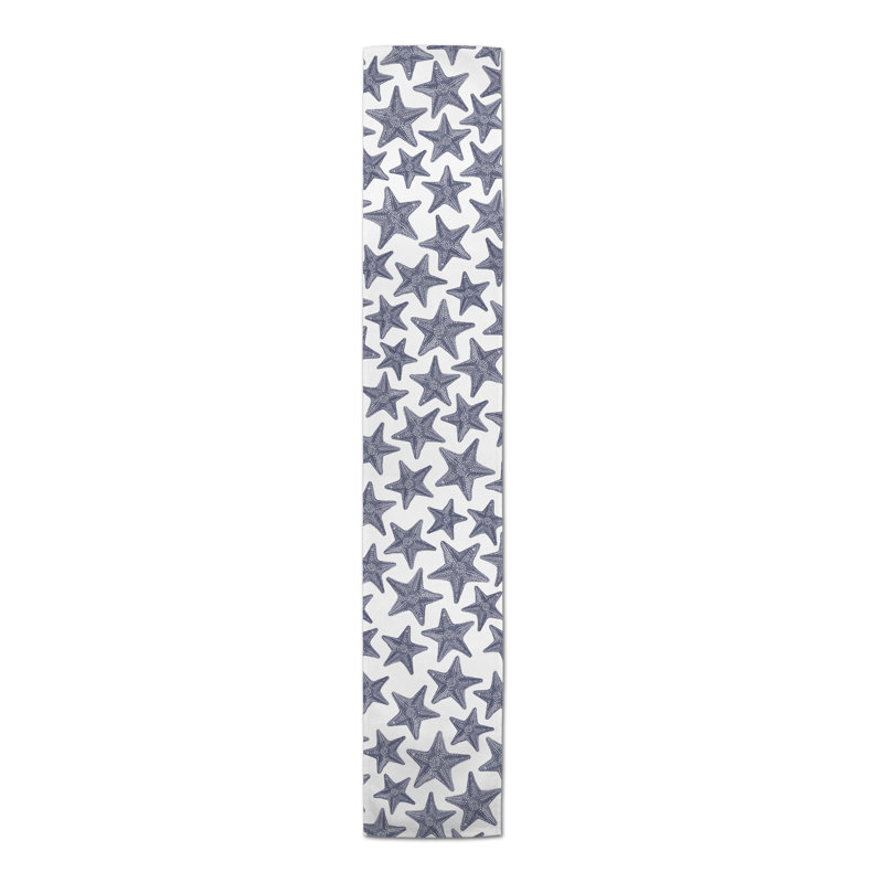 Cloutier Sketched Starfish Table Runner, 72" L x 16" W, Navy