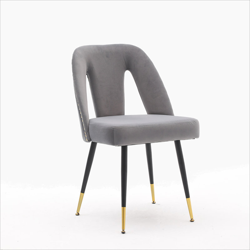 Ensemble de 2 pièces, chaise de salle à manger rembourrée en velours gris avec têtes de clou