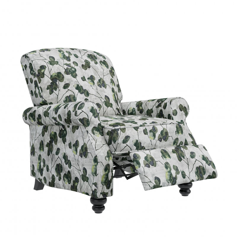 Gwin Manual Standard Push Back Recliner, Green Floral Polyester