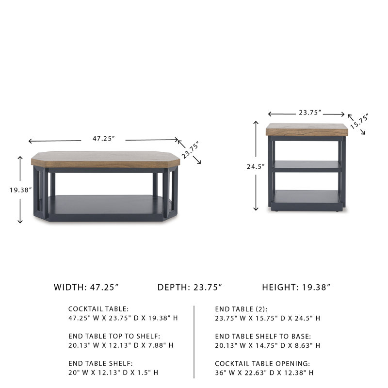 Ensemble de tables basses 3 pièces Leani