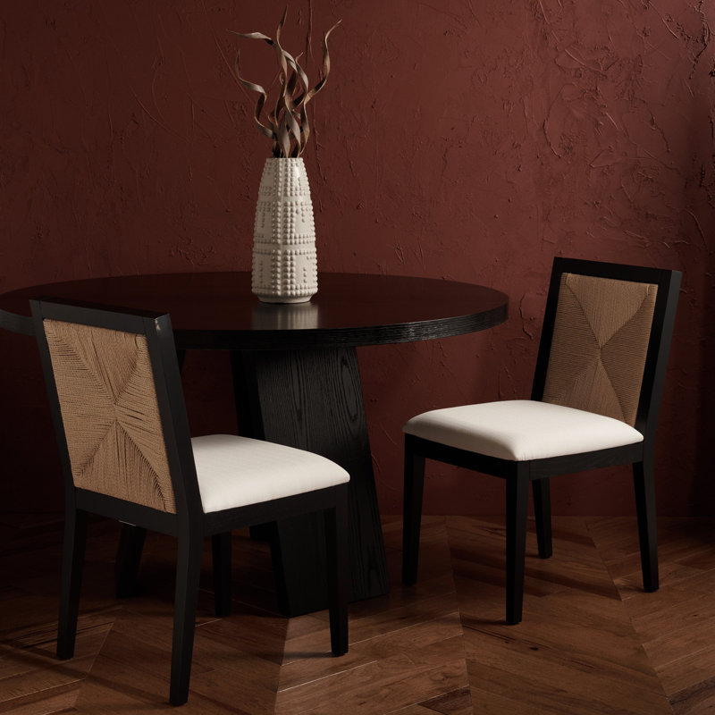 Hudgins Woven Back Side Chair, Black