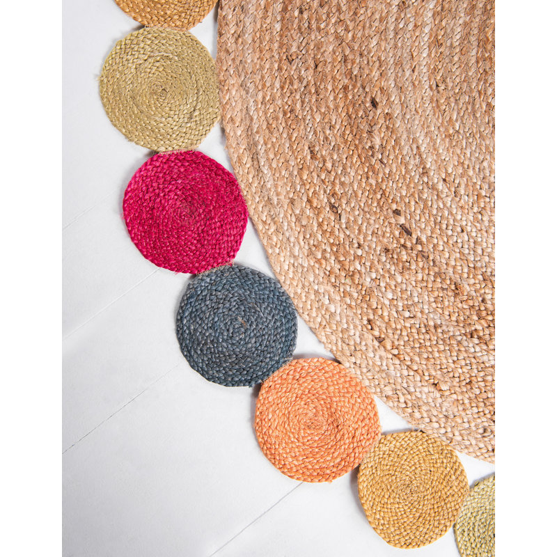 Tapis naturel tressé à la main, Rond 5 pi 1 po