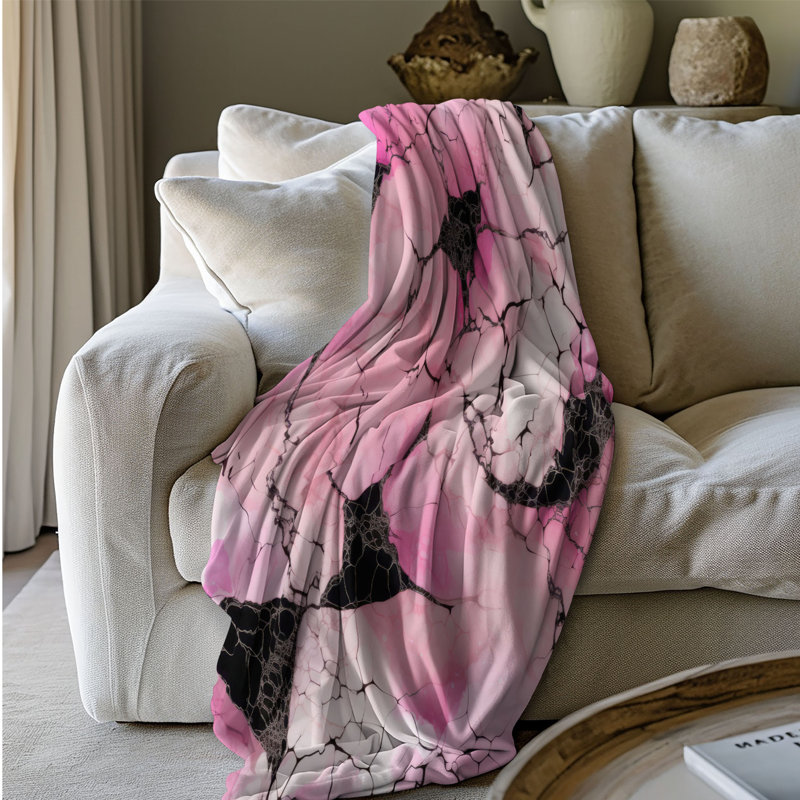 Rêves roses brisés - couverture en sherpa de qualité supérieure 1 pièce, Grand lit