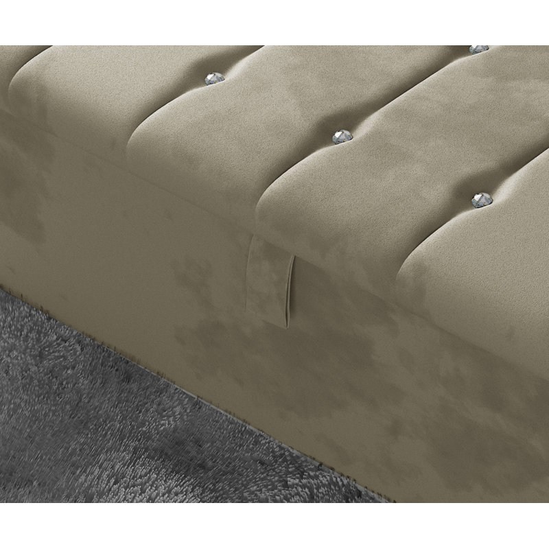Tullyrusk 102cm Wide Tufted Rectangle Striped Standard Ottoman with Storage, Coffee
