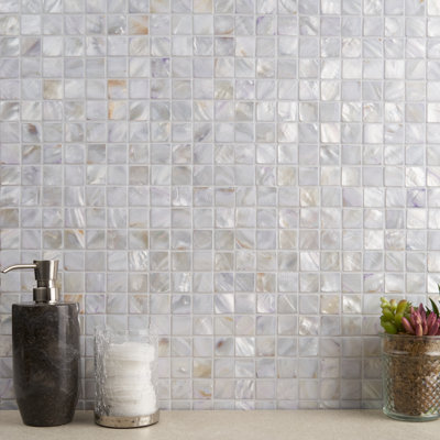 Carreau de mosaïque murale en coquillage 1 "x 1" Noburi