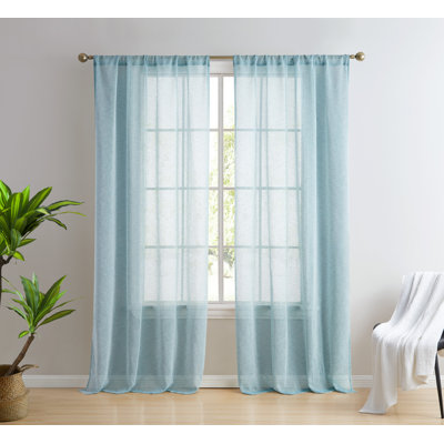 Hailey Faux Linen Sheer Curtain Panels