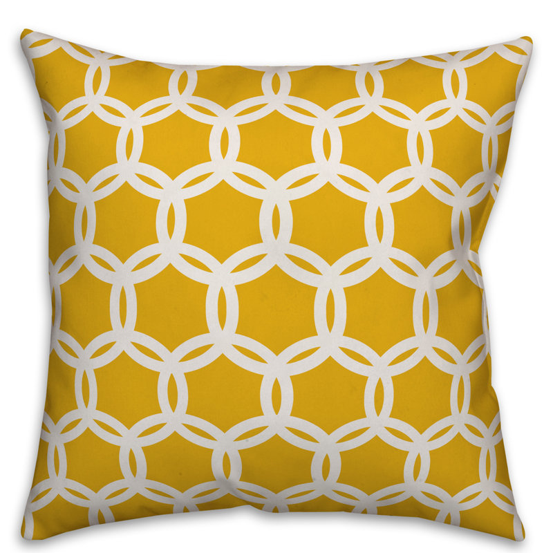 Yellow Geometric Polyester Euro Pillow Cover 16" x 16"
