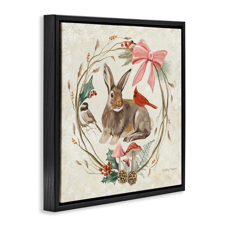 Cadre flottant Woodland Rabbit, Cadre flottant noir de jais, H 18 po x l 18 po