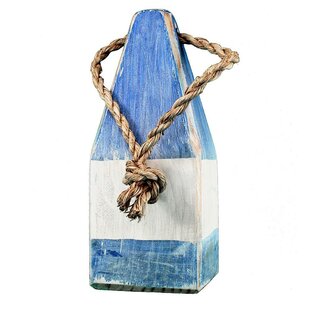 5 Wood Fishing Floats on Jute Rope Distressed Blue & Black Nautical Decor  Handmade Fish Net Buoys 