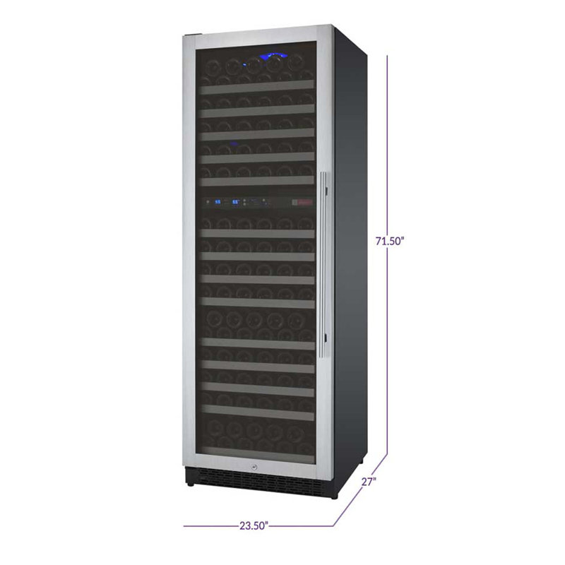 Allavino Dual Zone 23.5'' 172 Bottle Wine Refrigerator, Stainless Steel/Black, Left
