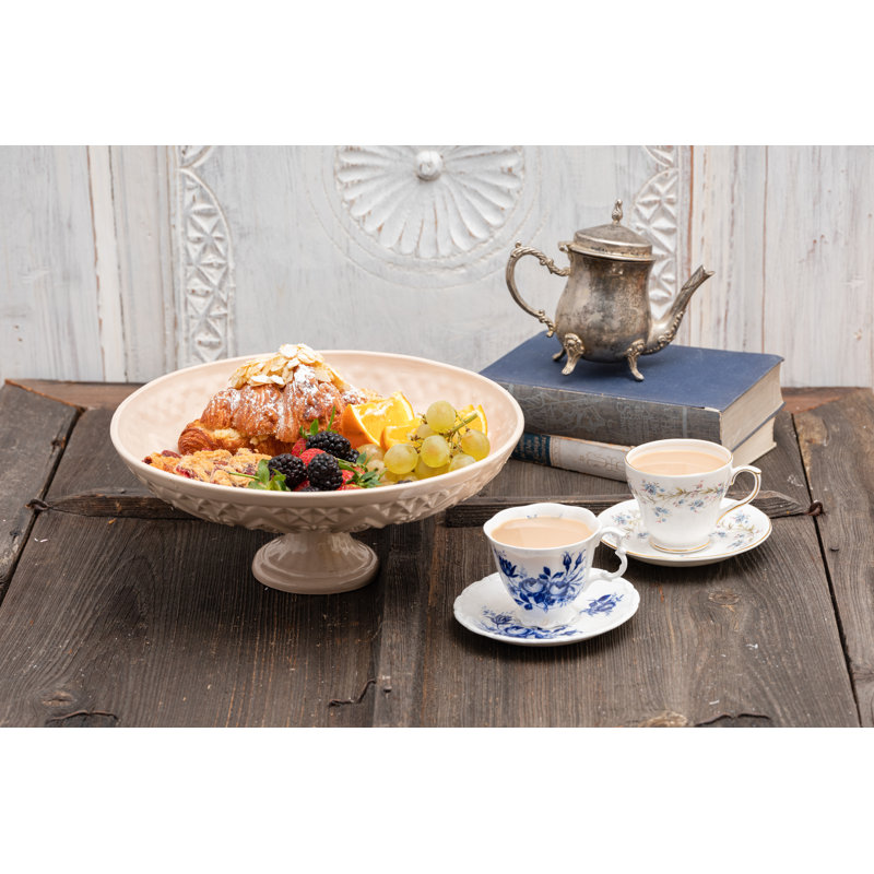 Vintage Inspired Ceramic Ceramic Cake Stand, Beige