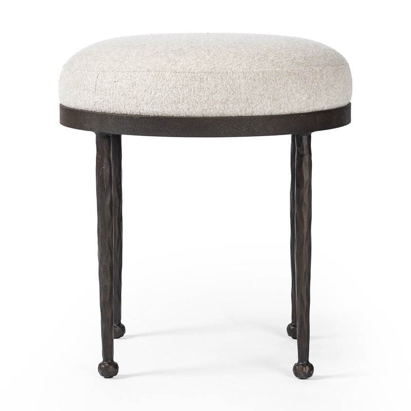 CORINNE Upholstered Accent Stool, Crete Pebble Polypropylene