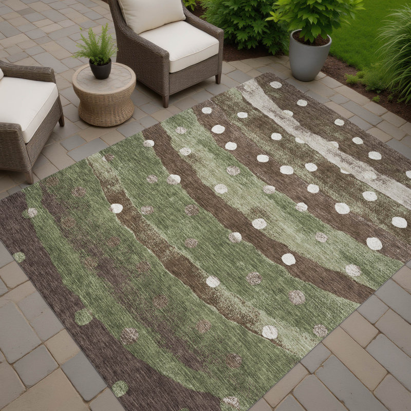 Tapis intérieur / extérieur lavable à la machine Chantille ACN2696, Olive, 9 pi x 12 pi