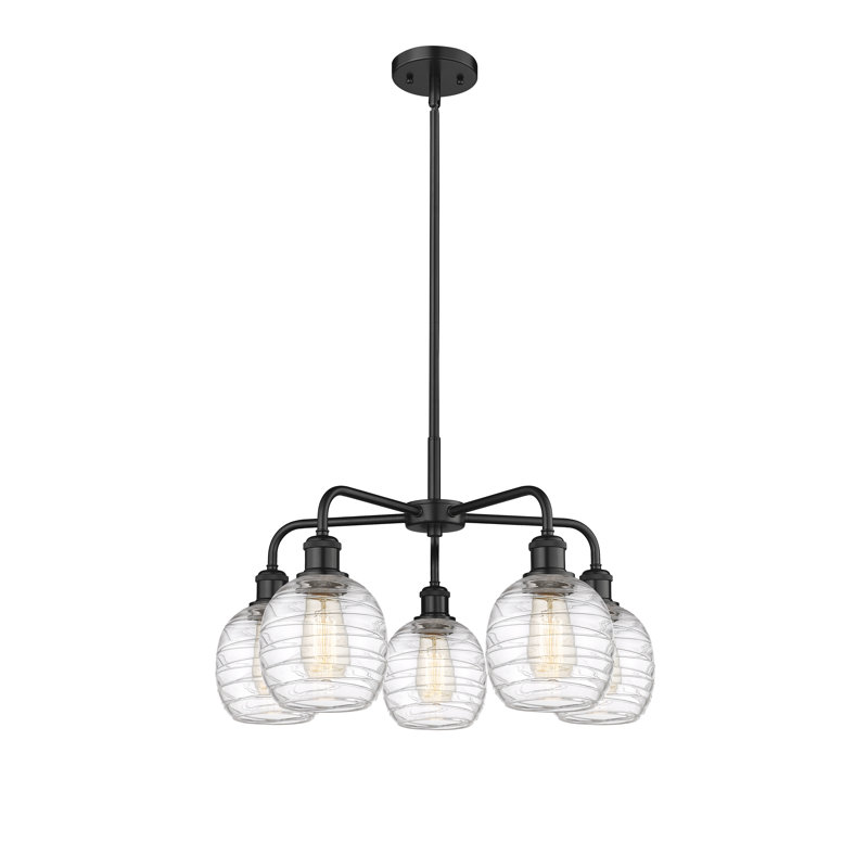 Alve 5 - Light Steel Dimmable Sphere Chandelier, Matte Black