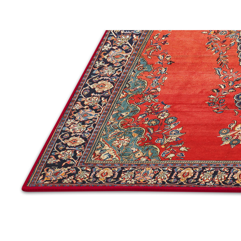 Tapis traditionnel rouge / bleu, Rectangle 4 pi x 6 pi