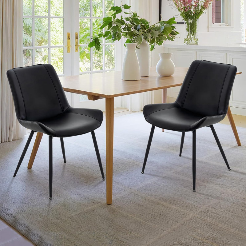 Ensemble de 2 chaises de salle à manger, chaise d'appoint de salle à manger rembourrée en cuir synthétique pour la cuisine, la salle à manger, le salon, la réception, les chaises d'invité de bureau et l'extérieur