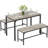 43.3" Dining Table Set For 4, Kitchen Table Set With 2 Benches, Dining Room Table Set With Metal Frame-888509953