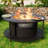 Elyes 4-Person Rocking Swivel Rattan Chair Set With Coffee Table And Outdoor Smokeless Fire Pit-112246782
