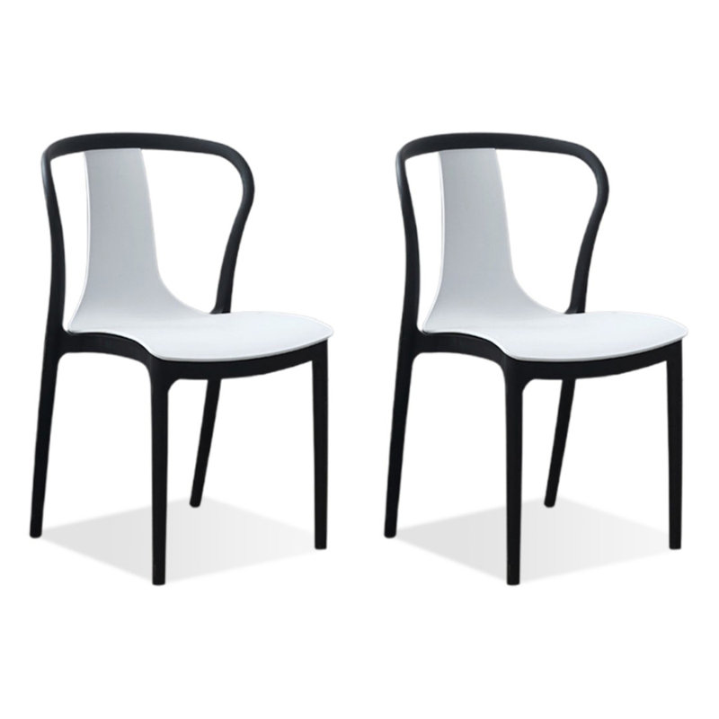 Chaise en plastique blanc à dossier solide (ensemble de 2), Blanc