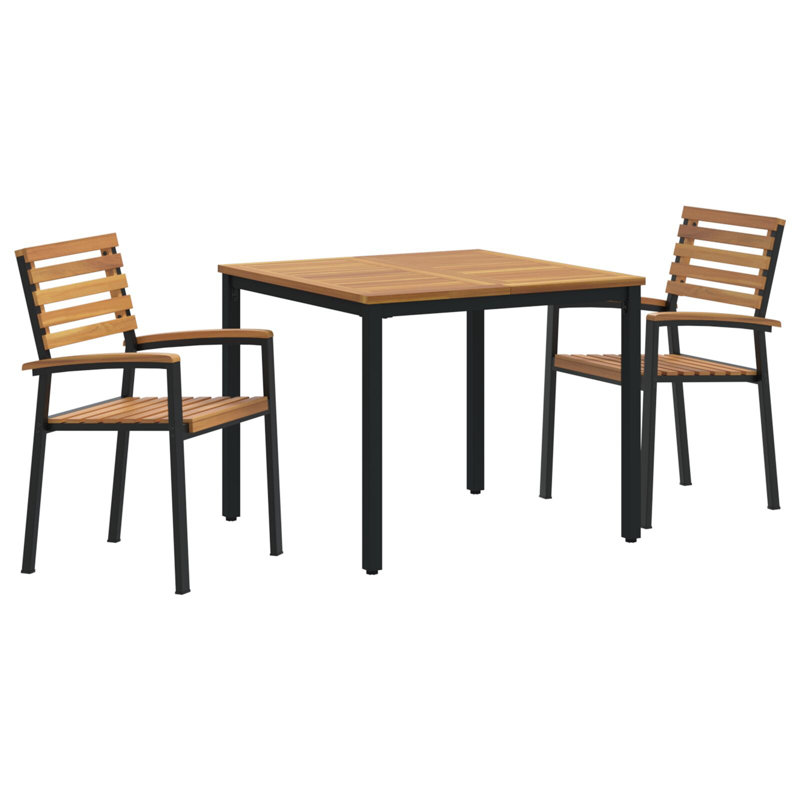 Square 3 - Piece 2 - Person 90Cm L Outdoor Table Set, Black