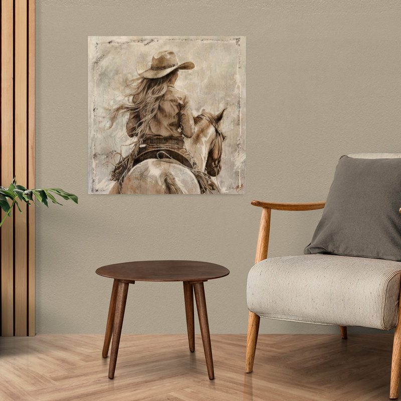 Cowgirl II, art cheval contemporain, H 24 po x l 24 po