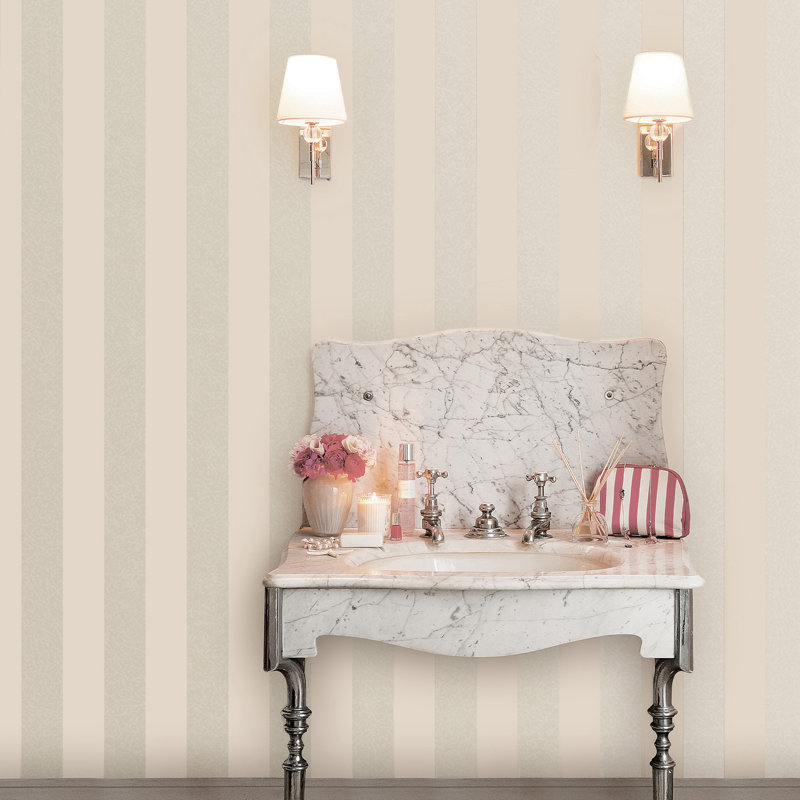 Laura Ashley Lille Pearlescent Stripe Wallpaper, Linen