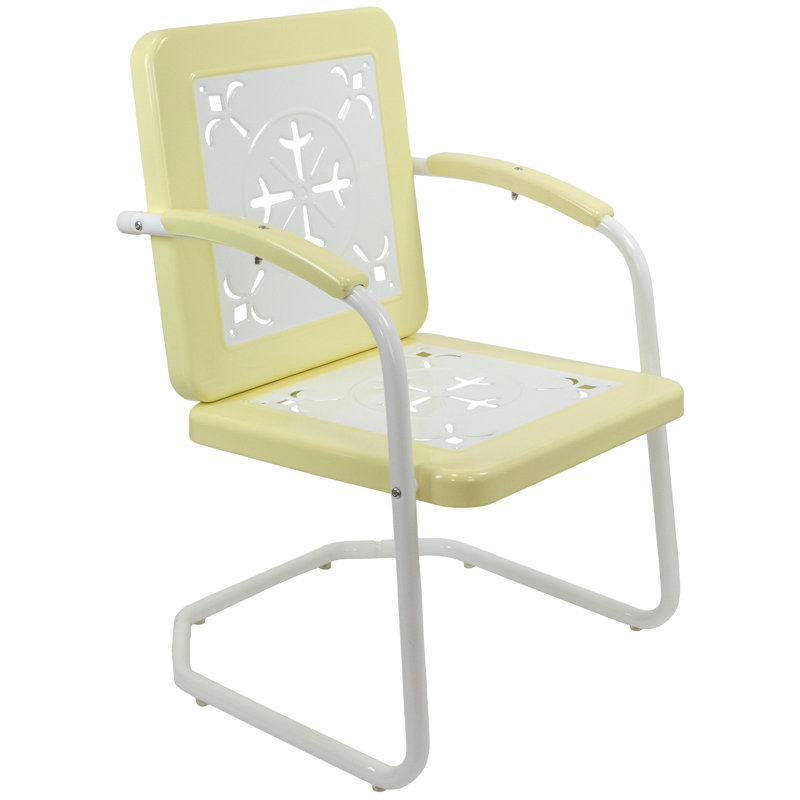 Fauteuil carré d'extérieur 35 po Tulip, Jaune / Blanc