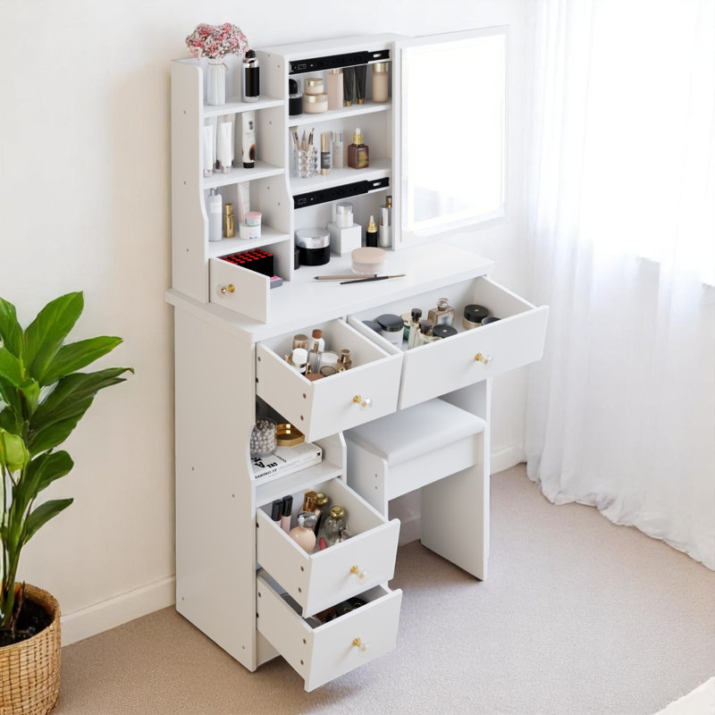 Petit meuble-lavabo pour maquillage, Blanc