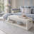 Upholstered Ottoman Bench with Open Shelf