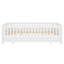 Lit plateforme simple avec garde-corps, structure de lit simple en bois massif, peut être converti en lit plateforme double, blanc-564133115
