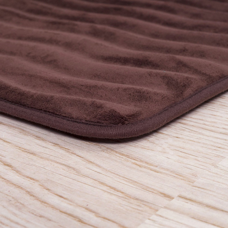 Ensemble de 2 tapis de salle de bain - Tapis de bain en mousse à mémoire de forme 32 x 20 po et 23 x 17 po avec imprimé ondulé texturé pour un décor de salle de bain élégant - Tapis de bain Tapis antidérapants lavables (brun chocolat)