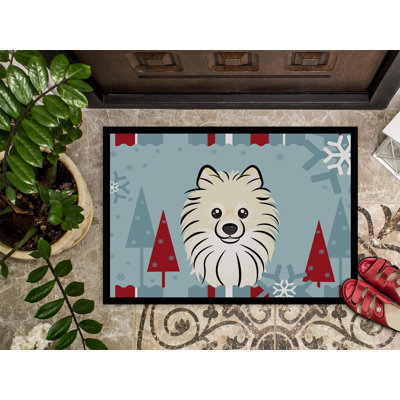 Tapis pour porte d’extérieur antidérapant poméranie de noël winter