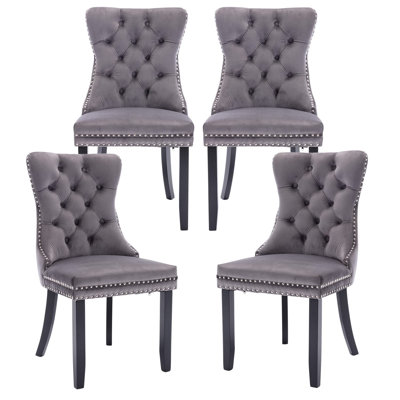 Boler Velvet Side Chair in Gray