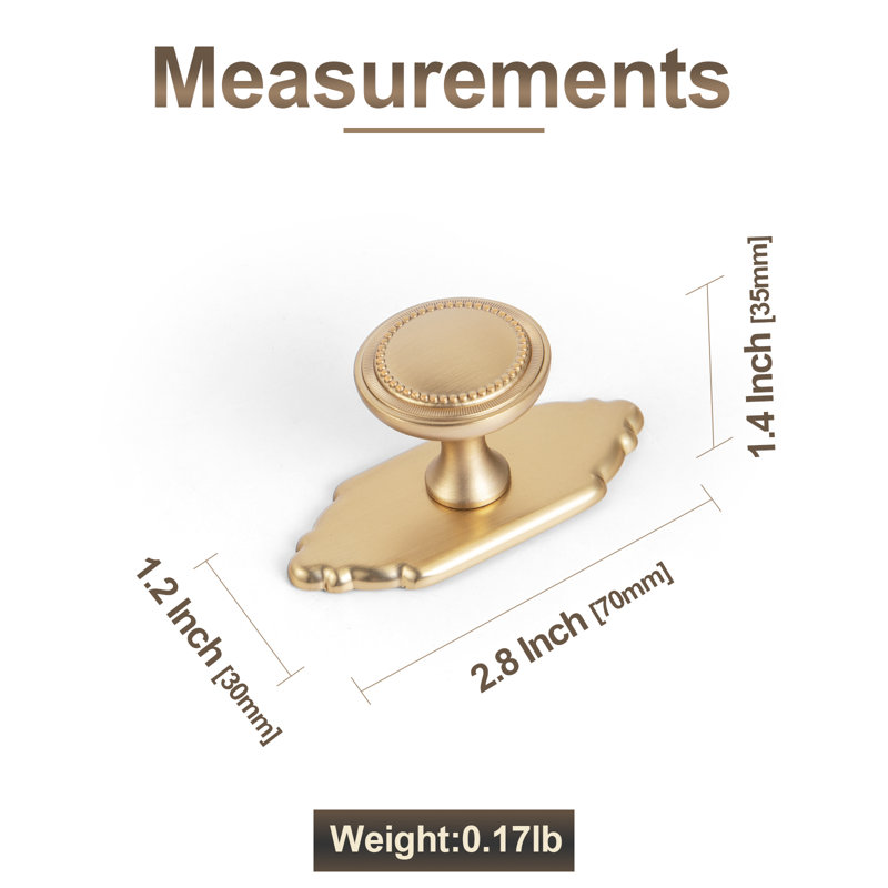 1 1/3" Mushroom Knob With Backplate(G024), Champagne Bronze