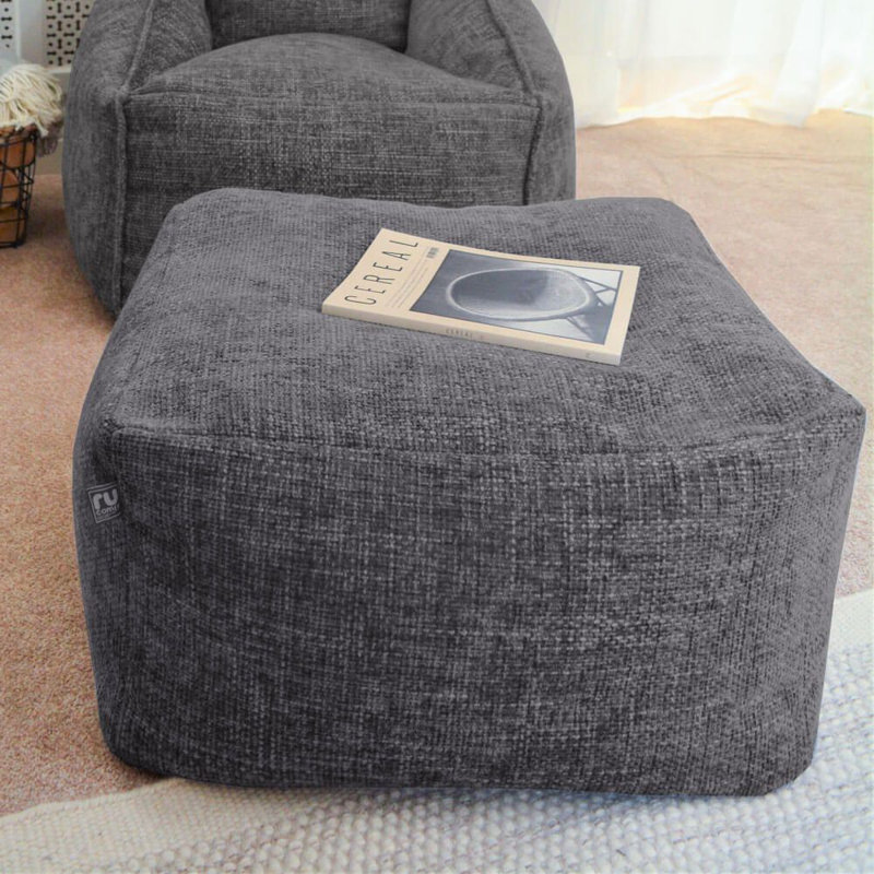 rucomfy Beanbags Weave Ottoman Bean Bag - Large Modern Pouffe - Use as Footstool Extra Seating or Side Table - Chunky Durable Soft Fabric - L60 x W60 x H36cm