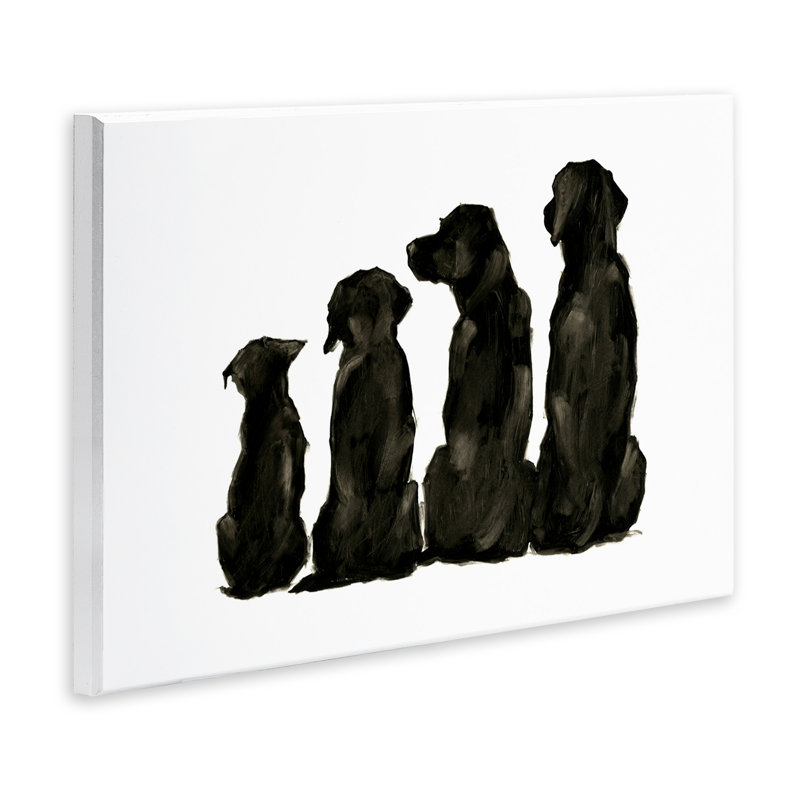 «Family Pet Silhouette Design», petits grands chiens, conception minimaliste par Ethan Harper - Peinture, H 10 po x l 15 po