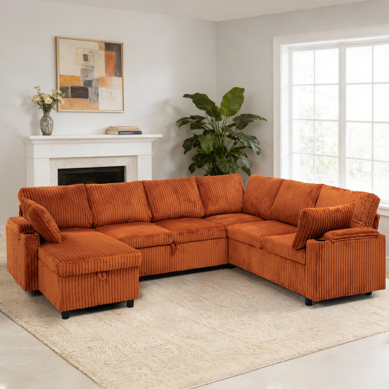 Canapé-lit modulaire Corduroy, Orange