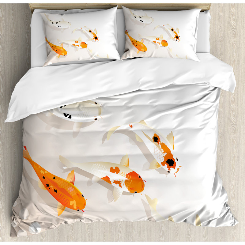 Ocean Animal Coastal Polyester Duvet Cover, Queen Duvet Cover + 2 Pillow Shams