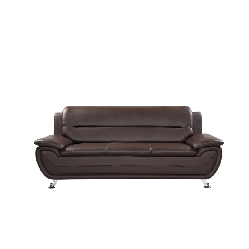 Huseman 3 Seater Faux Leather Sofa, Brown