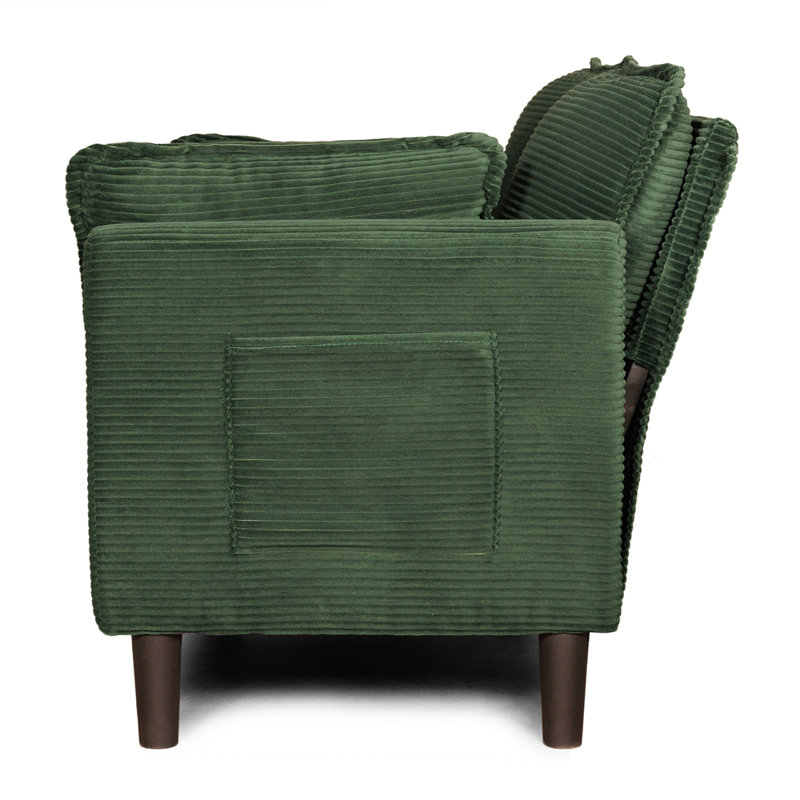 Causeuse de 48 po en velours côtelé avec coussins moelleux, pochette de rangement latérale, panneau en composite robuste et structure en bois massif, éponge à rebond élevé, facile à assembler, idéale pour le salon, un appartement, un dortoir, un bureau.