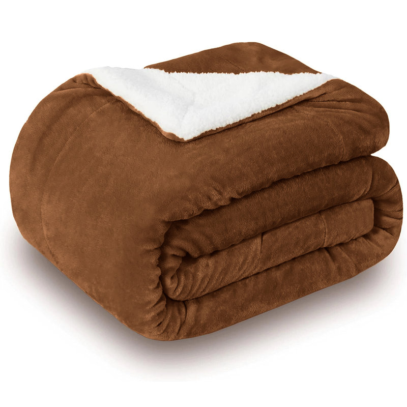 Couverture en molleton ultra doux Sherpa - réversible, chaude et moelleuse - lavable à la machine, Café