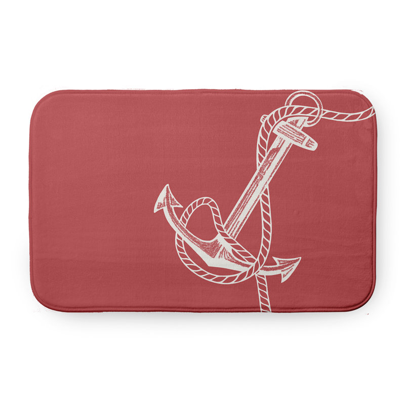 Tapis de bain Nautical Nights, L 21 po x L 34 po, Rouge