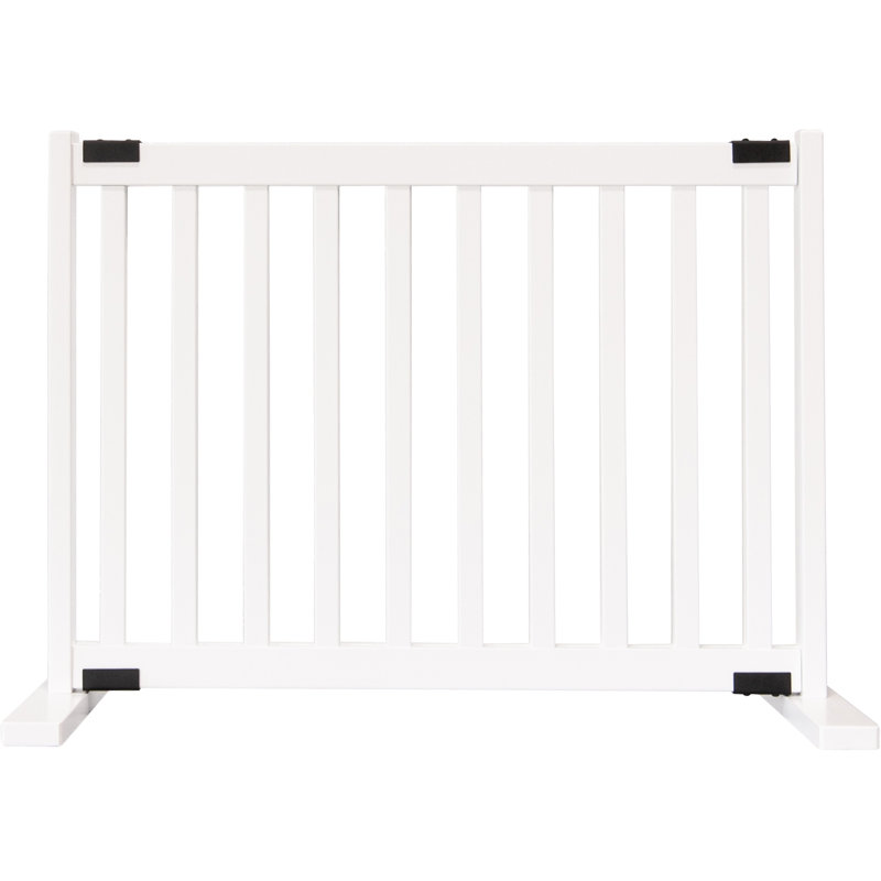 Barrière pour animaux autoportante en bois massif, Blanc, l 28 po jusqu'à 48 x 15
